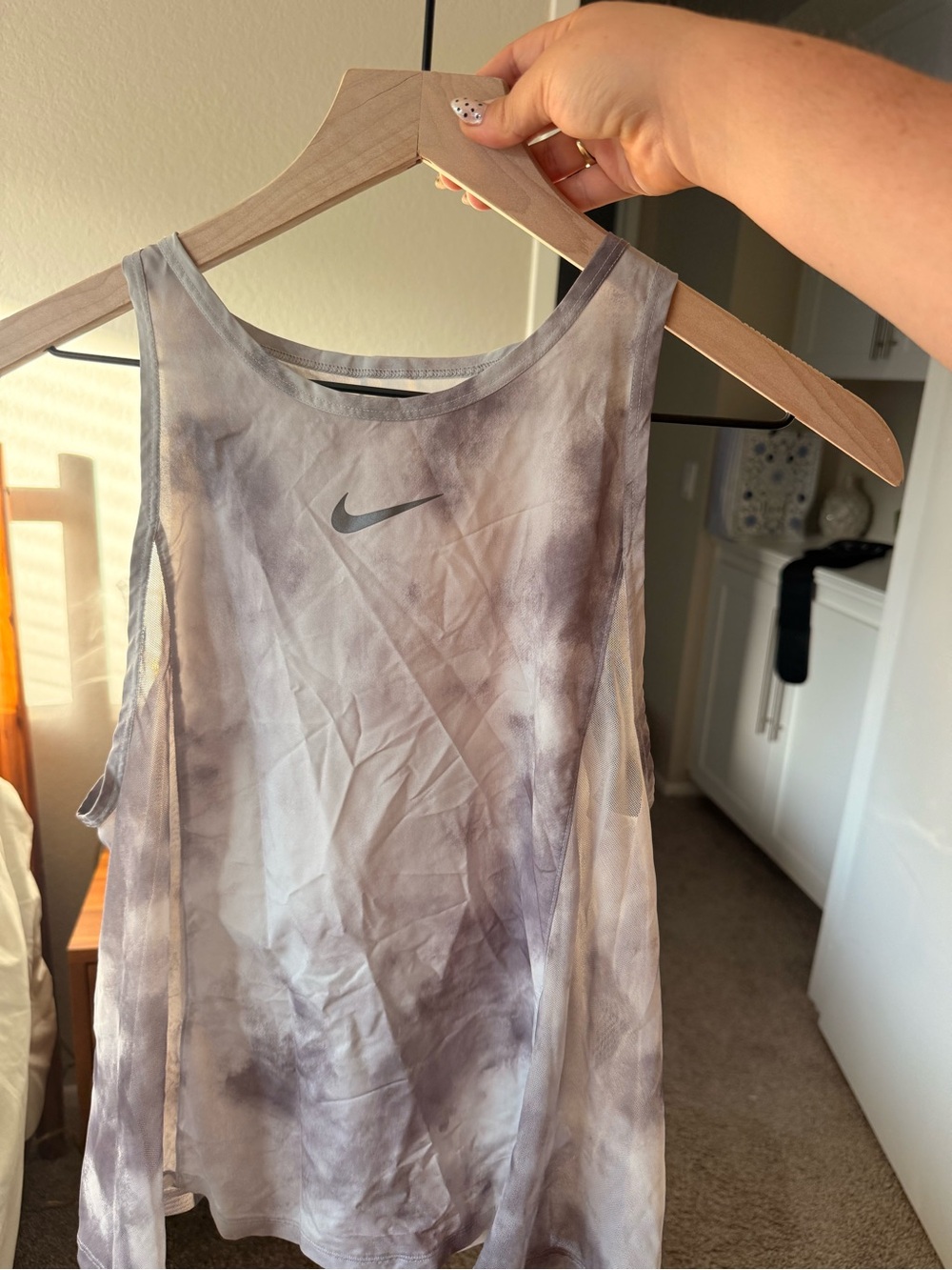 Nike Women’s Gray Tie-Dye Training Tank Top, DRI-FIT